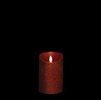 Liown - Moving Flame - Flameless LED Candle - Indoor - Red Glitter Coating - Unscented Wax - Remote Ready - 3.5" x 5"