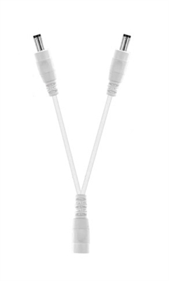 6-Inch 2-Way Power Splitter Cable (White) - 5.5mm x 2.1mm Barrel Connectors - Works with Battery Eliminator Kits