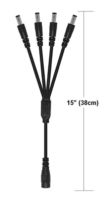 15-Inch 4-Way Power Splitter Cable - 5.5mm x 2.1mm Barrel Connectors - Works with Battery Eliminator Kits