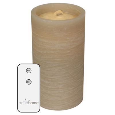 AquaFlame - Flameless LED Candle Fountain - Sand Colored Wax - Fresco Finish - 4.2" x 7.8" - Remote Control