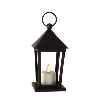 Liown - Flameless LED Tealight Candle Lantern - Black Metal - 4" Square x 6" Tall