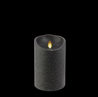 Liown - Moving Flame - Flameless LED Candle - Indoor - Black Glitter Coating - Unscented Wax - Remote Ready - 3.5" x 5"