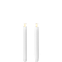 Liown Moving Flame - Flameless LED Taper Candles (Pair) - Indoor - Unscented White Wax - 7/8" x 8" - Remote Ready