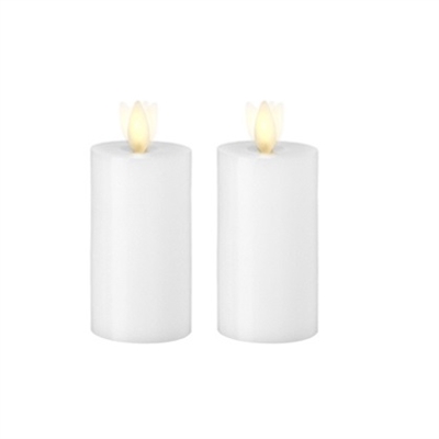 Liown - Moving Flame - Flameless LED Candles - Pair of 2-Inch x 3.5-Inch Votives - Indoor - Real White Unscented Wax - Remote Ready