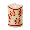 Temp-tations by Tara - Flameless LED Candle - Indoor - Ivory Wax - Old World Red Pattern - 3.25" x 5" - Remote Ready