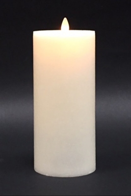 Avalon - Flat Top Moving Flame - Flameless LED Candle - Indoor - Unscented Frosted Ivory Wax - Remote Ready - 3.5" x 9"