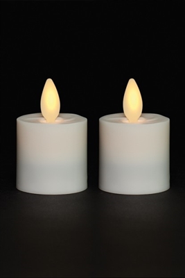 Avalon - Rechargeable Moving Flame Candles - Additional Pair of Tealight Votives - Ivory ABS - Remote Ready