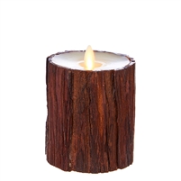 Liown - Moving Flame - Flameless LED Candle - Indoor -  Cedar Wrapped - Ivory Unscented Wax - Flat Top - Remote Ready - 3.5" x 4"