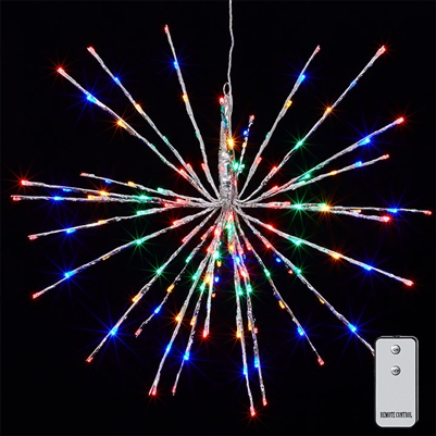 RAZ Imports - 23" Silver Starburst with 150 Multi-Colored LED Lights and Remote Control