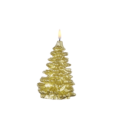 Uyuni - Flameless LED Candles - Christmas Tree Shape - 4-Inch x 7-Inch - Metallic Gold Wax - Remote Ready