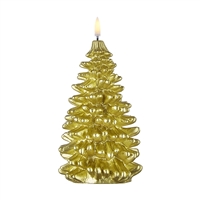 Uyuni - Flameless LED Candles - Christmas Tree Shape - 4.25-Inch x 8-Inch - Metallic Gold Wax - Remote Ready