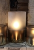 Radiance - Metallic Frosted Glass Pillar Candle - Poured Wax - Realistic LED Flame Effect - Indoor - Unscented Wax - Remote Ready - 3.5" x 5"