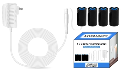 4 x C Battery Eliminator Kit (White)