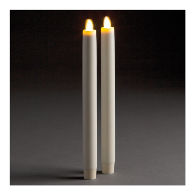 LightLi by Liown - Moving Flame - Flameless LED Taper Candles (Pair) - Indoor - Unscented Ivory Wax - Remote Ready - 1" x 10.5"