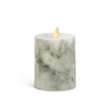 Luminara - Flameless LED Candle - Unscented White Marble Wax - Indoor - Remote Ready - 3.25" x 4.5"