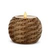 Luminara - Flameless LED Candle - Basket Weave Globe - Indoor - Unscented Ivory Wax - Remote Ready - 4.25" x 4.25"