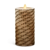 Luminara - Flameless LED Candle - Basket Weave Pillar - Indoor - Unscented Ivory Wax - Remote Ready - 3" x 6.5"