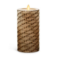 Luminara - Flameless LED Candle - Basket Weave Pillar - Indoor - Unscented Ivory Wax - Remote Ready - 3" x 6.5"