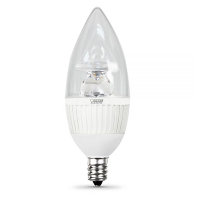 Feit Electric - LED Bulb - Clear Candelabra Torpedo Tip - E12 Base - 40W Equivalent - 3000K Warm White - 310 Lumens - Dimmable