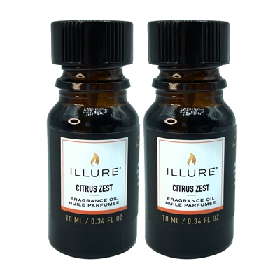 iLLure Fragrance Oils For iLLure Diffuser Pillar Candle - 2 x 0.34 Fluid Ounce Bottles - Citrus Zest