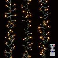 RAZ Imports - 10' LED Cluster Light Garland + Remote - 300 Warm White LEDs on Green Wire
