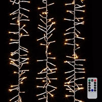 RAZ Imports - 10' LED Cluster Light Garland + Remote - 300 Warm White LEDs on Clear Wire