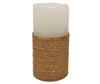 Gift Essentials - Wax LED Candle Fountain - Jute Wrapped White Wax - 3.5" x 7.25" - Remote Control