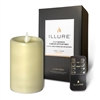 iLLure - Flameless LED Pillar Candle - 3D Flame w/ Inner Glow - Indoor - Unscented Ivory Wax - Remote Included - 3" x 4"