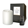 iLLure - Flameless LED Pillar Candle - 3D Flame w/ Inner Glow - Indoor - Unscented White Wax - Remote Included - 4" x 5"