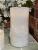 Fantastic Craft Candle Water Fountain - White Wax - Raised Birds Design - 3.75" x 8" - Remote Control Included