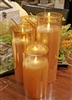Fantastic Craft - Set of 3 Moving Flame LED Glass Pillars - Amber Colored Glass & Ivory Colored Wax - 3" x 8", 10" & 12" - Remote Included