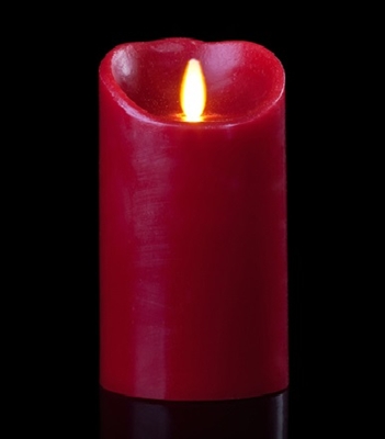 Luminara - Flameless LED Candle - Indoor - Wax - Burgundy - Remote Ready - 3.5" x 7"