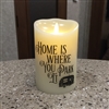 "Home is Where You Park It" Luminara Flameless LED Candle - RV Safe - Realistic Moving Flame Action - Indoor - Ivory Wax - Remote Ready - 3.5" x 5"