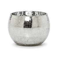 Silver Crackle Glass Tealight or Votive Candle Cup Holder - 5.2" x 3.9"