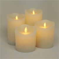 Luminara Moving Flame Action - Indoor Flameless LED Candle Set of 4 - Ivory Dripping Wax - Remote Capable