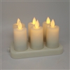 Luminara Moving Flame Action - 6 x Rechargeable Flameless LED Ivory Votive Set w/ Charging Base - Remote Ready