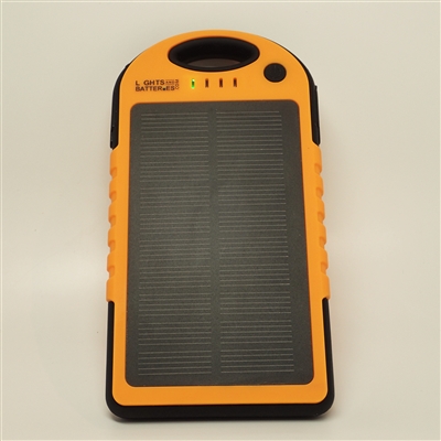 Exclusive USB Power Bank - Powerful 1.7W Solar Panel - 12,000mAh Rechargeable Li-Polymer Battery - Weatherproof and Shock Resistant