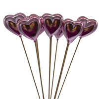 Shiney Pink Heart Pick Pack(10)