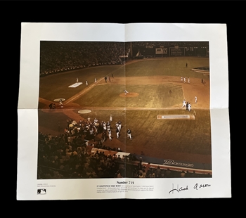 Hank Aaron Autographed 715 Home Run Litho.
