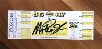 1986 / 87 Los Angeles Lakers Full Regular Season Ticket Signed by Magic Johnson PSA / DNA Authenticated!