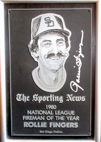 Rollie Fingers' 1980 National League Sporting News "Fireman-of-the Year" Award!  *Autographed*