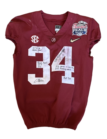 Damien Harris Alabama Crimson Tide Game-Worn & Autographed Bowl Jersey #34!