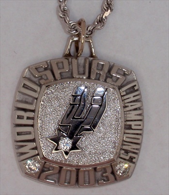 2003 San Antonio Spurs NBA World Champions 14K Gold and Diamond Pendant.