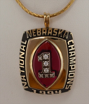 1994 Nebraska Cornhuskers "National Champions" 10K Gold Football Pendant