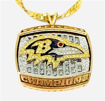 2000 Baltimore Ravens Super Bowl XXXV World Champions 14K Gold and Diamond Pendant!