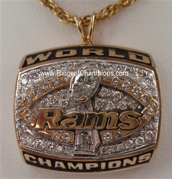 1999 St. Louis Rams Super Bowl XXXIV Champions 14K Gold & Diamond Pendant!