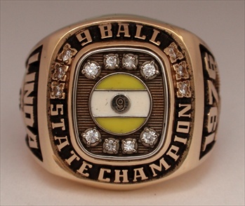 1976 Ladies 9-Ball Billards Championship 14K Gold Ring with all Real Diamonds