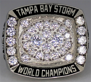 1993 Tampa Bay Storm Arena Football Champions 10K Gold Ring with wooden championship box made by Herff Jones