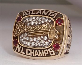 1996 Atlanta Braves World Series National league Champions 10K Gold Ring!