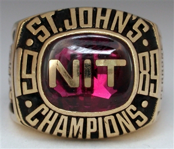1989 St. Johns Red Storm NCAA Basketball NIT Champions 10K Gold Sample Ring